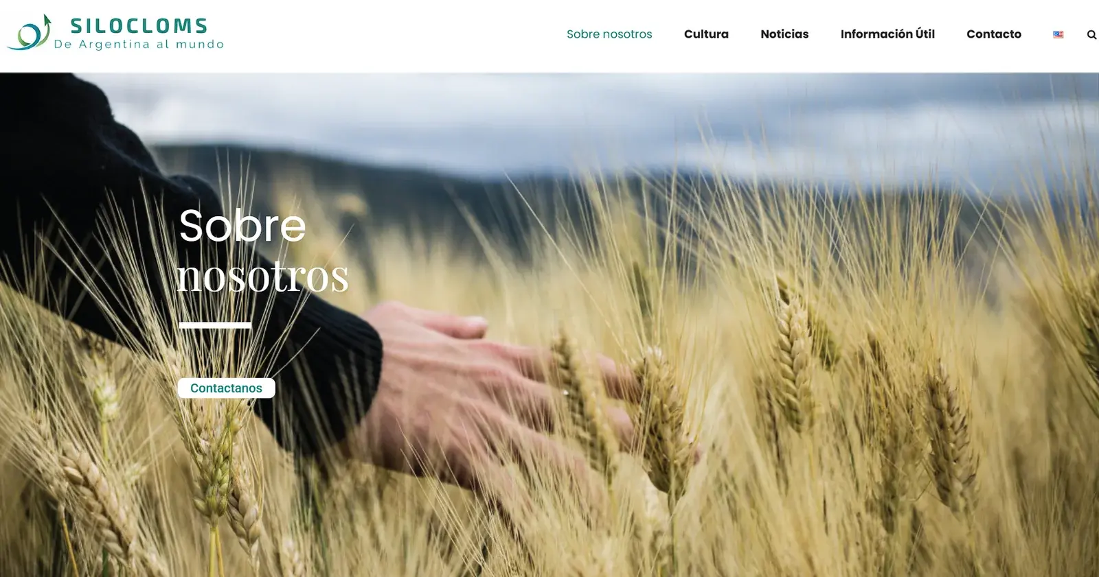 Vista de la página web de SILOCLOMS con un campo de trigo